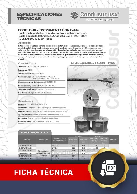 FICHA TECNICA CABLE APANTALLADO
