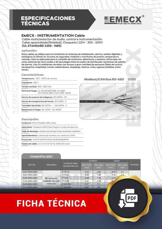 FICHA TECNICA CABLE APANTALLADO - EMECX