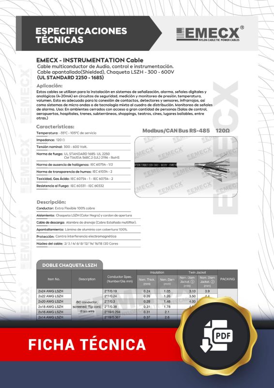FICHA TECNICA CABLE APANTALLADO - EMECX